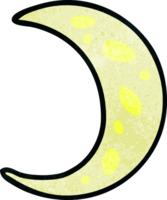 textured cartoon doodle of a crescent moon png