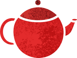 retro illustration style cartoon red tea pot png