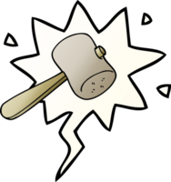cartoon mallet and speech bubble in smooth gradient style png