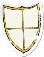 retro distressed sticker of a cartoon heraldic shield png