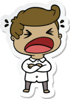 sticker of a cartoon shouting man png