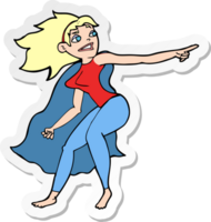 sticker van een cartoon-superheldvrouw die wijst png