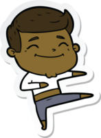 sticker of a happy cartoon man dancing png