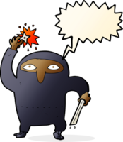 cartone animato ninja con discorso bolla png