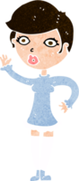 mulher bonita dos desenhos animados acenando png