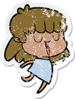 distressed sticker of a cartoon woman png