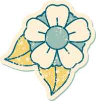 pegatina angustiada icono de estilo tatuaje de una flor png