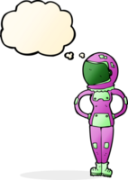 cartoon female astronaut with thought bubble png