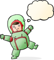 Cartoon-Astronaut mit Gedankenblase png