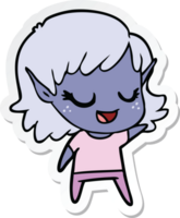 pegatina de una niña elfa feliz de dibujos animados png