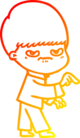 desenho de linha de gradiente quente menino de desenho animado irritado png