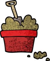 grunge textured illustration cartoon gardening pot png