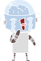 flat color style cartoon crying robot png