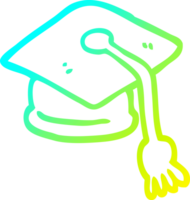 cold gradient line drawing cartoon graduation hat png