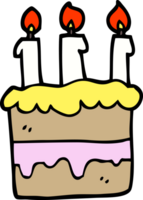 mano disegnato scarabocchio stile cartone animato compleanno torta png