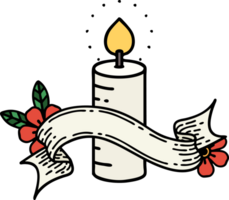 tattoo with banner of a candle png