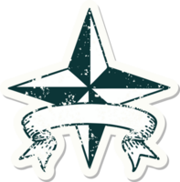 grunge sticker with banner of a star symbol png