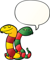 cartoon snakes and speech bubble in smooth gradient style png
