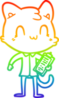 rainbow gradient line drawing cartoon happy cat png