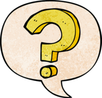 cartoon question mark and speech bubble in retro texture style png