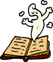 dessin animé doodle livre de sorts avec fantôme png