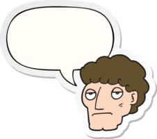 cartoon bored man and speech bubble sticker png