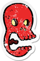 retro distressed sticker of a funny cartoon skull png