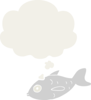 cartoon fish and thought bubble in retro style png