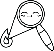 line drawing cartoon magnifying glass png