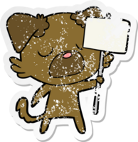 distressed sticker of a cartoon dog png