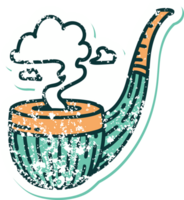 distressed sticker tattoo style icon of a smokers pipe png