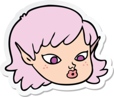 pegatina de una niña elfa de dibujos animados png