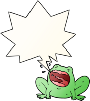 Cartoon-Frosch schreit und Sprechblase in glattem Farbverlauf png
