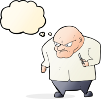 cartoon evil man with thought bubble png