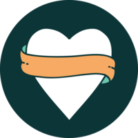 ícone de estilo de tatuagem de um coração e banner png