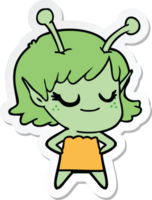 sticker of a smiling alien girl cartoon png