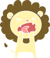 lion en colère de dessin animé de style plat couleur png