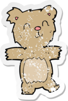 retro distressed sticker of a cartoon cute teddy bear png