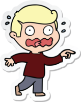 sticker of a cartoon stressed out pointing png