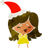 cartone animato retrò di natale della ragazza kawaii png