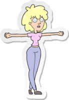 sticker of a cartoon woman spreading arms png