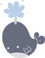 baleine jaillissante de dessin animé de style couleur plat png