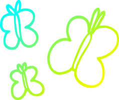 línea de gradiente frío dibujo mariposas de dibujos animados png