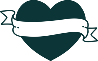 tattoo style icon of a heart and banner png