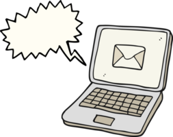 speech bubble cartoon laptop computer with message symbol on screen png