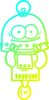 cold gradient line drawing happy carton robot with light bulb png