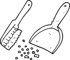 black and white cartoon dustpan and brush png