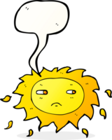 cartoon sad sun with speech bubble png