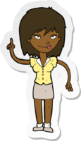 sticker of a cartoon woman with idea png