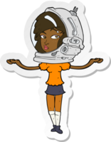 sticker of a cartoon woman wearing space helmet png